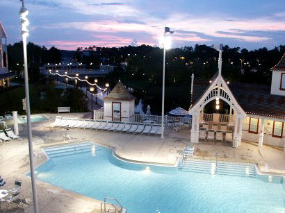 BCV quiet pool at sunset from our balcony