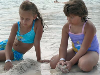 Playing on the beach
