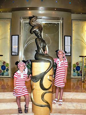 Girls join Ariel in the main lobby
