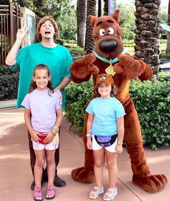 The highlight of Maddy's day!  Scooby and Shaggy!