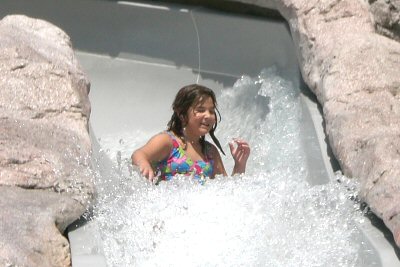 Maddy on the WL pool slide