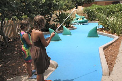 Playing miniature golf