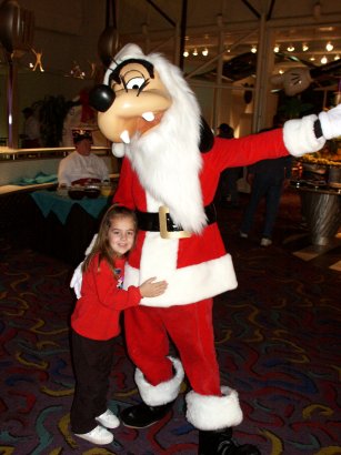 Birthday Girl with Goofy Santa