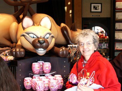 Grandma with her favorite - Siamiese cats