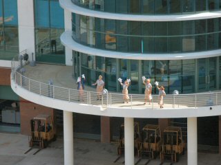 Port Personnel waving goodbye