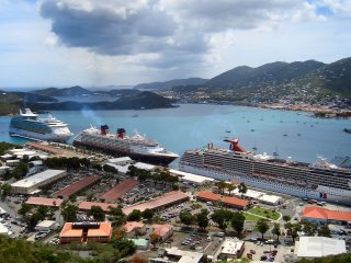 looking down on port