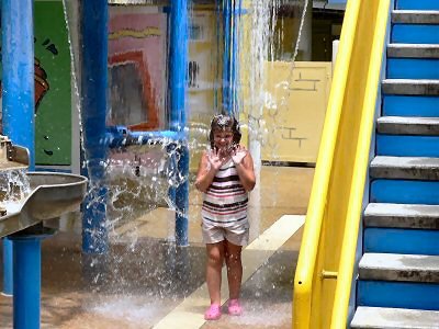 Maddy getting REALLY wet.