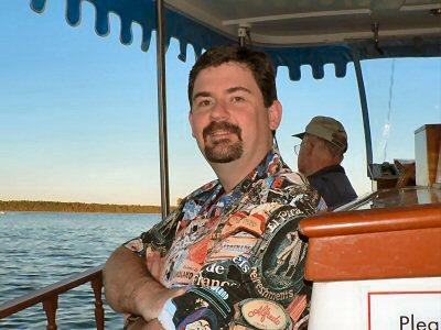 On the boat to Chef Mickey's! Nice Shirt!